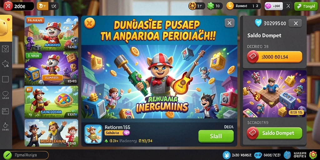Pemandangan level yang penuh warna dan rintangan.